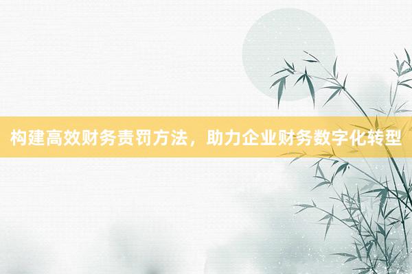 构建高效财务责罚方法，助力企业财务数字化转型